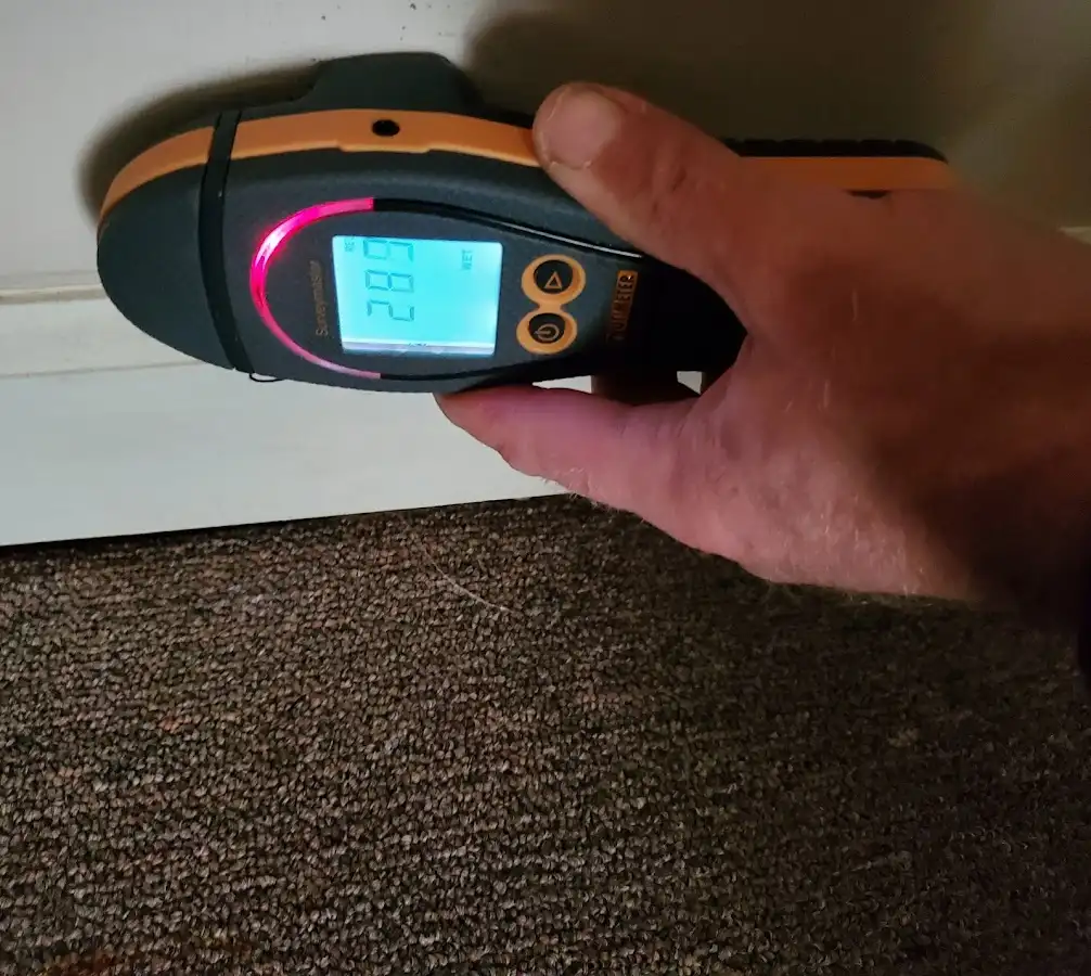 Moisture detection at baseboard during Sewage Cleanup & Sanitation in Southborough